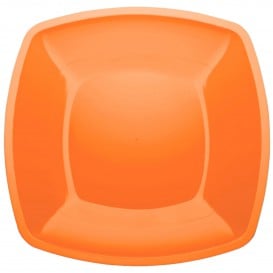Piatto Plastica Piano Arancione Square PS 300mm (12 Pezzi)