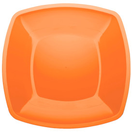Piatto Plastica Piano Arancione Square PS 300mm (12 Pezzi)