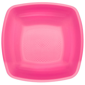 Piatto Duro Riutilizzabile Fondo Fucsia Square PP 18cm (25 Pezzi)