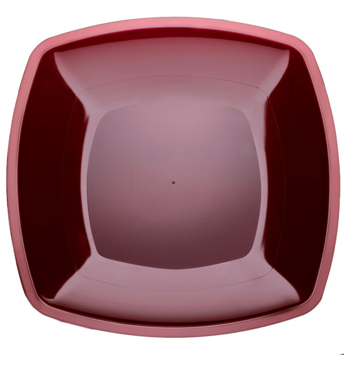Piatto Plastica Piano Bordeaux Square PS 300mm (12 Pezzi) Piatto Plastica Piano Bordeaux Square PS 300mm (12 Pezzi)