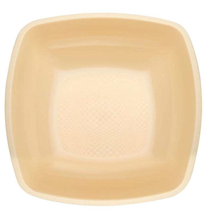 Piatto Plastica Fondo Crema Square PP 180mm (25 Pezzi)