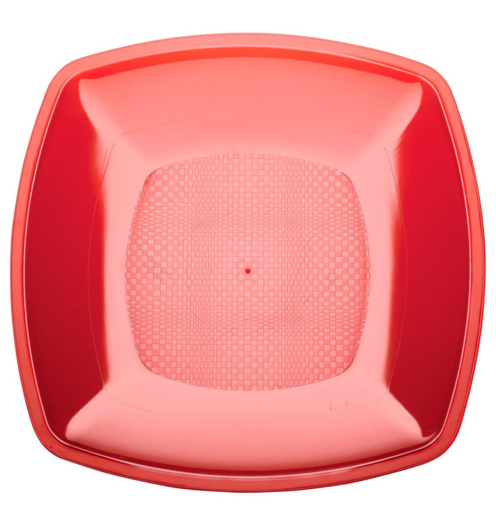 Piatto Plastica Piano Rosso Trasp. Square PS 180mm (25 Pezzi) Piatto Plastica Piano Rosso Trasp. Square PS 180mm (25 Pezzi)