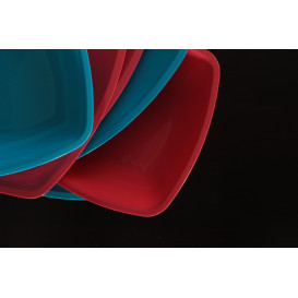 Piatto Plastica Fondo Rosso Trasp. Square PS 180mm (25 Pezzi)