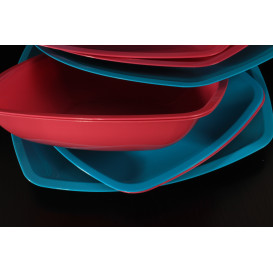 Piatto Plastica Fondo Rosso Trasp. Square PS 180mm (25 Pezzi)