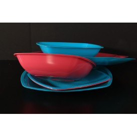 Piatto Plastica Fondo Rosso Trasp. Square PS 180mm (25 Pezzi)