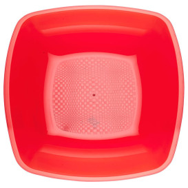 Piatto Plastica Fondo Rosso Trasp. Square PS 180mm (300 Pezzi)