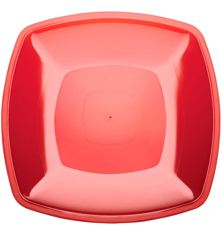 Piatto Plastica Piano Rosso Trasp. Square PS 300mm (144 Pezzi) Piatto Plastica Piano Rosso Trasp. Square PS 300mm (144 Pezzi)