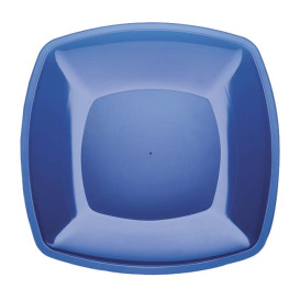 Piatto Plastica Piano Blu Trasp. Square PS 300mm (144 Pezzi)