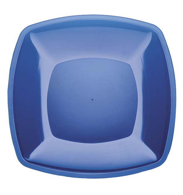 Piatto Plastica Piano Blu Trasp. Square PS 300mm (144 Pezzi)