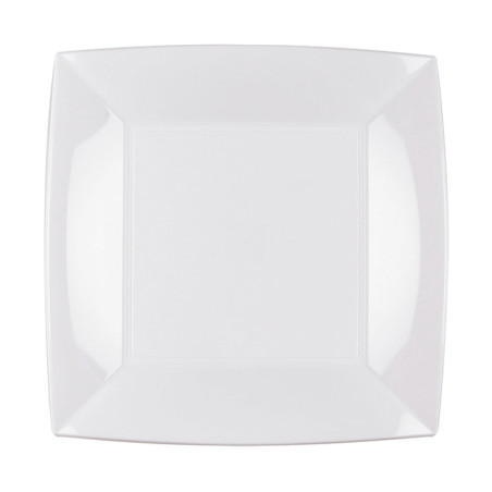 Piatto Duro Riutilizzabile Piano Bianco "Nice" PP 23cm (25 Pezzi)