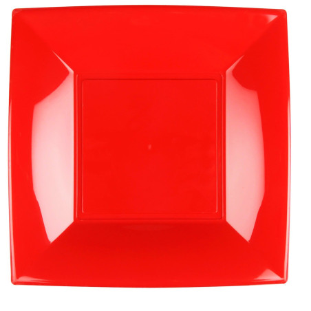 Piatto Duro Riutilizzabile Piano Rosso "Nice" PP 29cm (12 Pezzi)