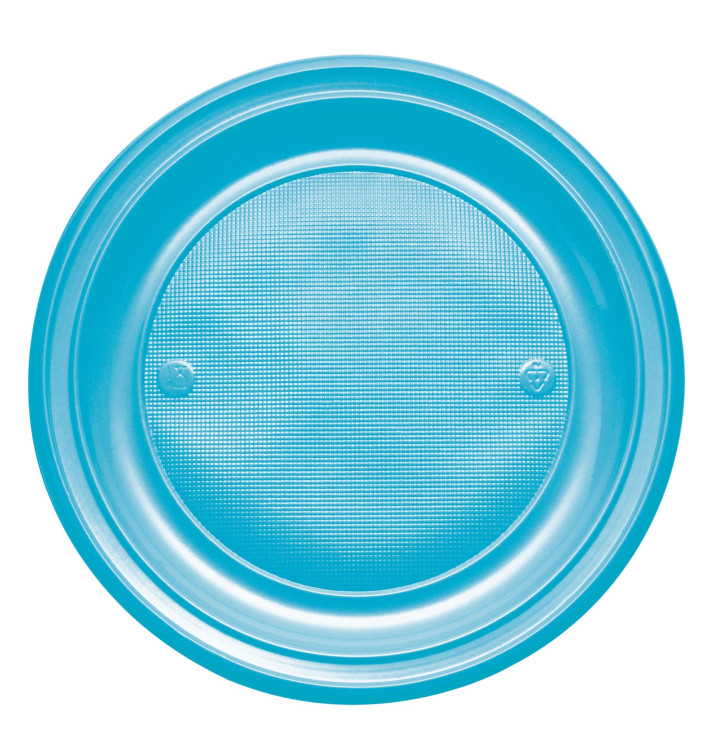 Piatto di Plastica Piano Turchese PS Ø220mm (780 Pezzi) Piatto di Plastica Piano Turchese PS Ø220mm (780 Pezzi)
