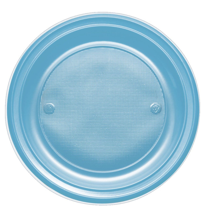 Piatto di Plastica PS Fondo Turchese Ø220mm (600 Pezzi) Piatto di Plastica PS Fondo Turchese Ø220mm (600 Pezzi)