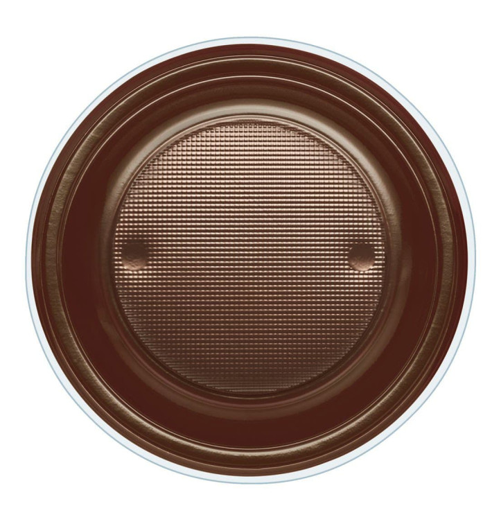 Piatto di Plastica PS Fondo Ciaccolato Ø220mm (600 Pezzi) Piatto di Plastica PS Fondo Ciaccolato Ø220mm (600 Pezzi)
