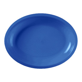 Piatti Plastica Ovali Blu Mediterraneo Round PP 305mm (25 Pezzi)