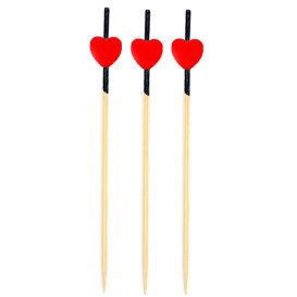 Spiedi di Bambu Rosso e Nero "Heart" 120mm (5000 Pezzi)
