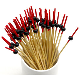 Spiedi "Bola" di Bambu Rosso e Nero 120mm (200 Pezzi)