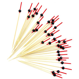 Spiedi "Bola" di Bambu Rosso e Nero 120mm (200 Pezzi)