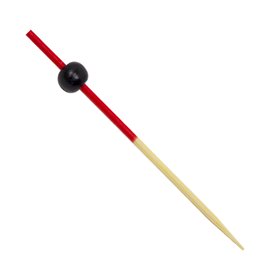 Spiedi "Bola" di Bambu Rosso e Nero 120mm (200 Pezzi)