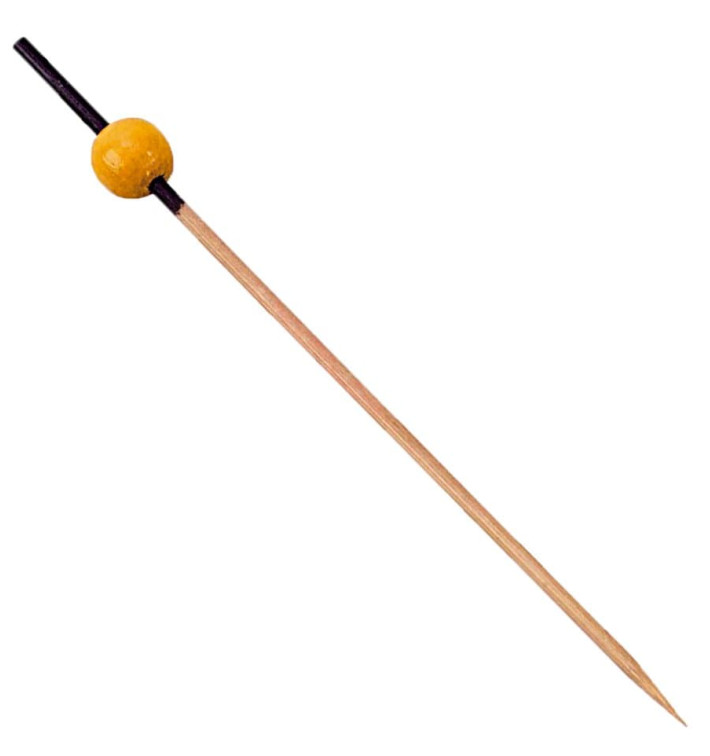 Spiedi di Bambu Nero e Giallo 120mm (200 Pezzi) Spiedi di Bambu Nero e Giallo 120mm (200 Pezzi)