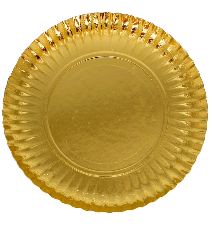 Piatto di Carta Tondo Oro 230 mm (500 Pezzi) Piatto di Carta Tondo Oro 230 mm (500 Pezzi)
