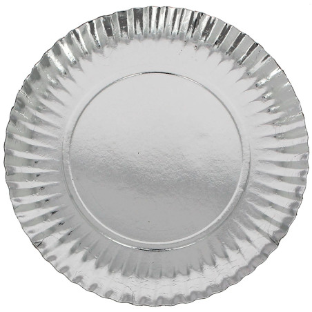 Piatto di Carta Tondo Argento 23cm (600 Pezzi)