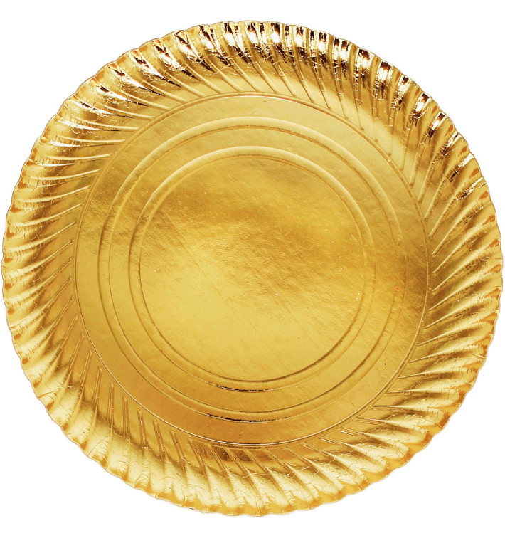 Piatto di Carta Oro Tondo 300 mm (100 Pezzi) Piatto di Carta Oro Tondo 300 mm (100 Pezzi)