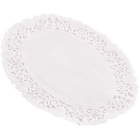 Centrino di Carta Traforato Ovale Bianco 22x32 cm  (250 Pezzi)