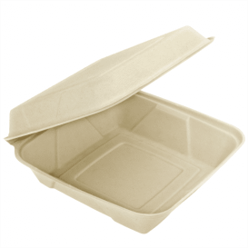Contenitori Canna da Zucchero Naturale 225x225x75mm (50 Pezzi)