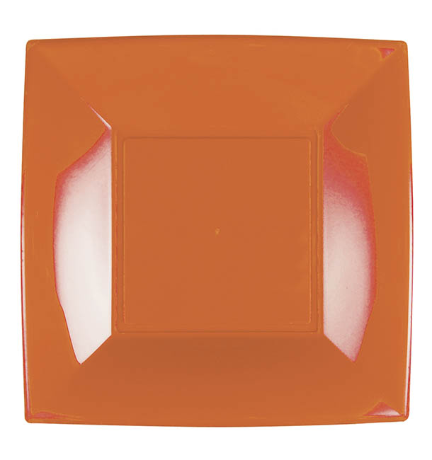 Piatto Plastica Piano Arancione Nice PP 180mm (25 Pezzi)