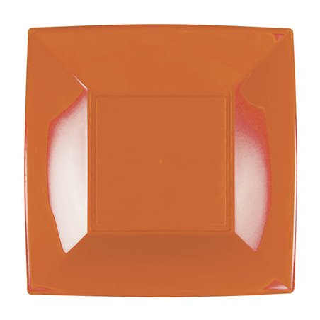 Piatto Duro Riutilizzabile Piano Arancione "Nice" PP 18cm (300 Pezzi)