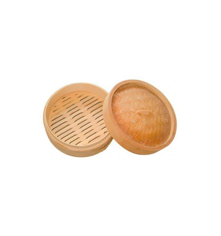 Cestello Cottura a Vapore Bambù con Coperchio Ø8x6cm (10 Pezzi) Cestello Cottura a Vapore Bambù con Coperchio Ø8x6cm (10 Pezzi)