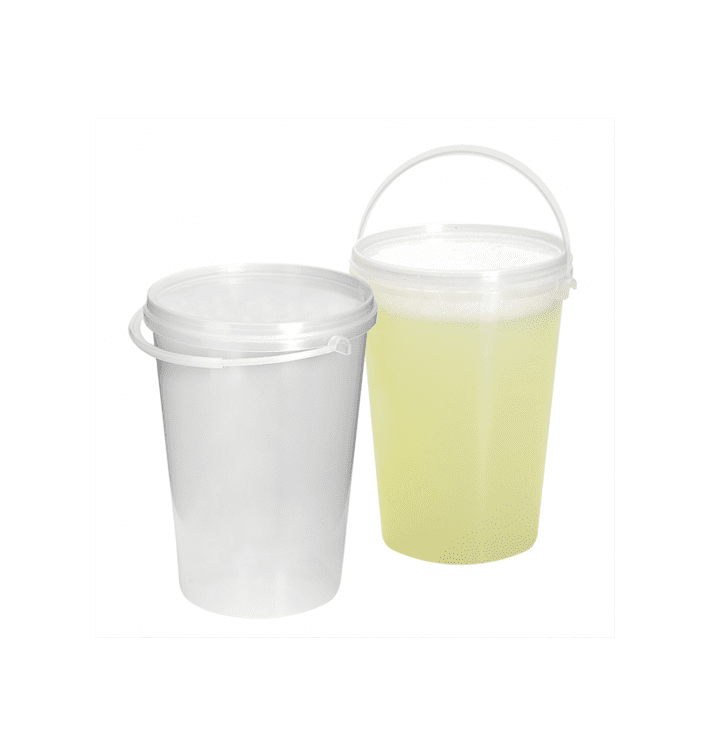 Secchio con Coperchio Cilindrico Trasparente 1000ml (10 Pezzi) Secchio con Coperchio Cilindrico Trasparente 1000ml (10 Pezzi)