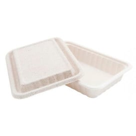 Contenitori Canna Zucchero con Bianco Coperchio 225x150x40mm (50 Pezzi)