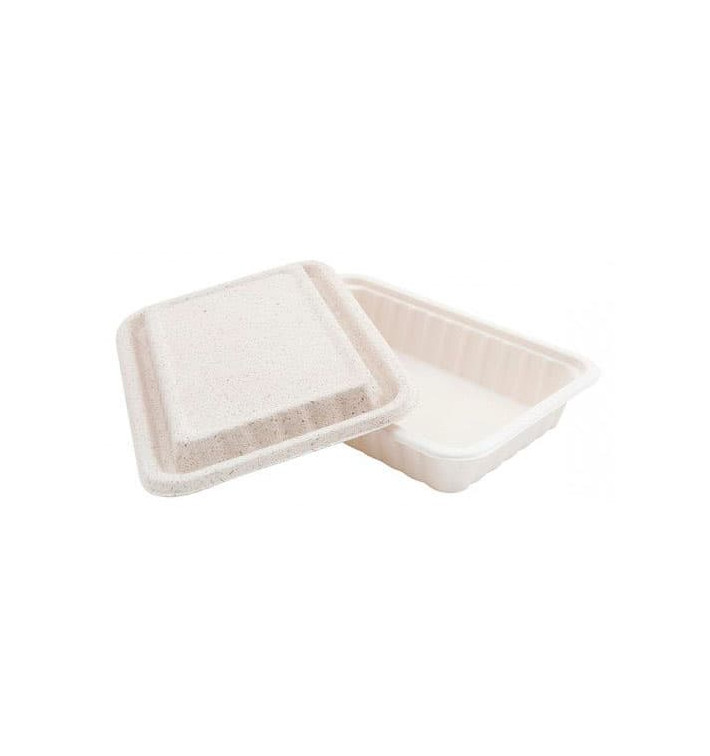 Contenitori Canna Zucchero con Bianco Coperchio 225x150x40mm (50 Pezzi) Contenitori Canna Zucchero con Bianco Coperchio 225x150x40mm (50 Pezzi)