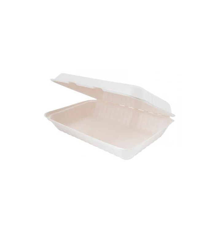 Contenitori Canna Zucchero Coperchio Bianco 335x230x75mm (50 Pezzi) Contenitori Canna Zucchero Coperchio Bianco 335x230x75mm (50 Pezzi)