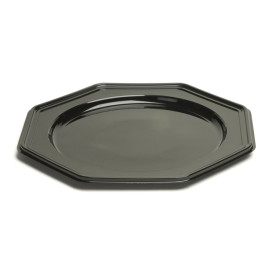 Suttopiatto di Plastica Catering Ottagonali Nero 30 cm (10 Pezzi)