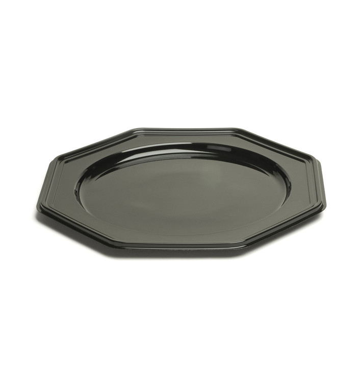 Suttopiatto di Plastica Catering Ottagonali Nero 30 cm (10 Pezzi)