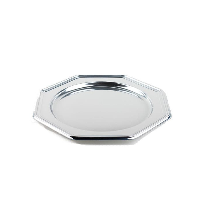 Suttopiatto di Plastica Catering Ottagonali Argento 30 cm (5 Pezzi) Suttopiatto di Plastica Catering Ottagonali Argento 30 cm (5 Pezzi)