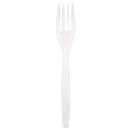 Forchetta di Plastica Easy PS Bianco 180mm (20 Pezzi)