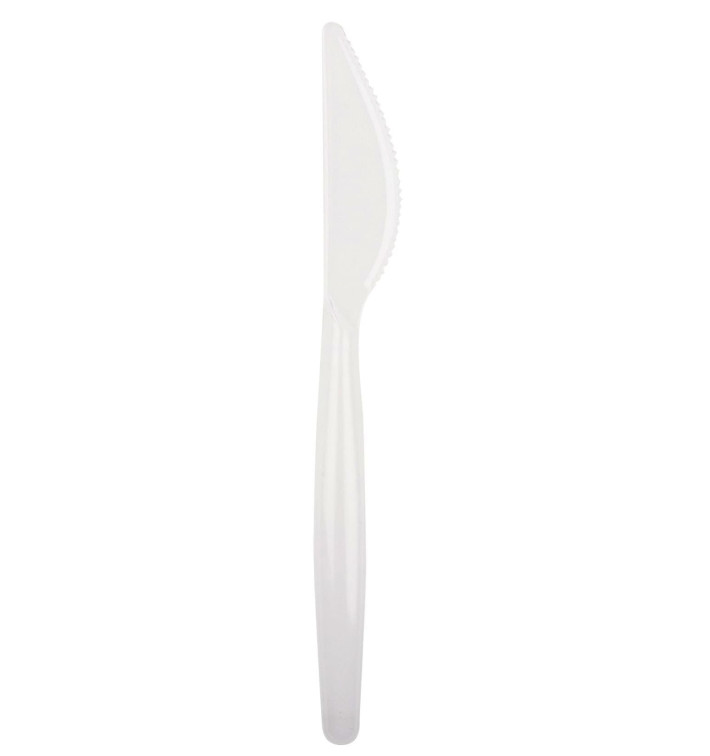 Coltello di Plastica Easy PS Bianco 185mm (20 Pezzi)