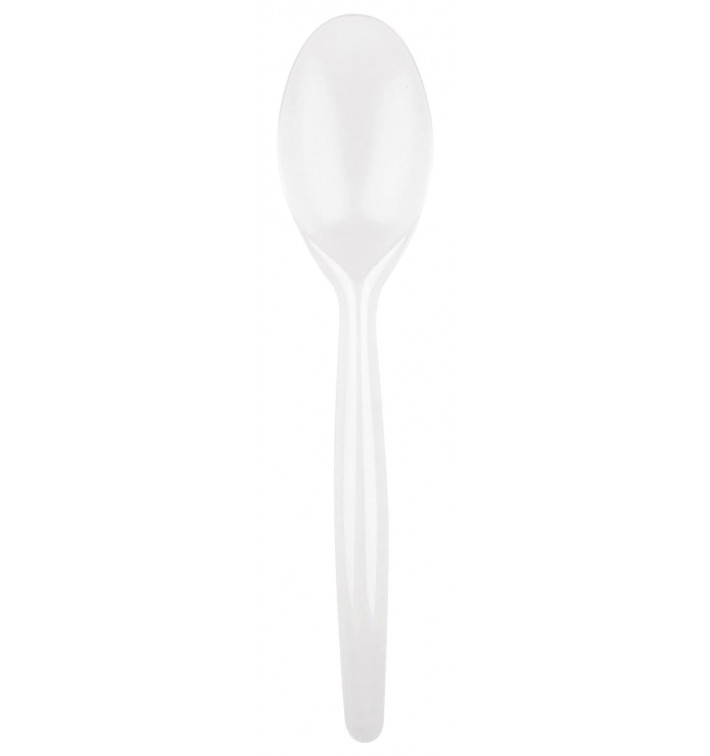 Cucchiaio di Plastica Easy PS Bianco 185mm (20 Pezzi)