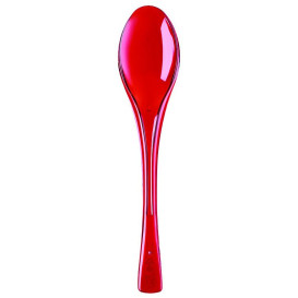 Cuchiaio di Plastica Fly Rosso Transp. 145mm (50 Pezzi)