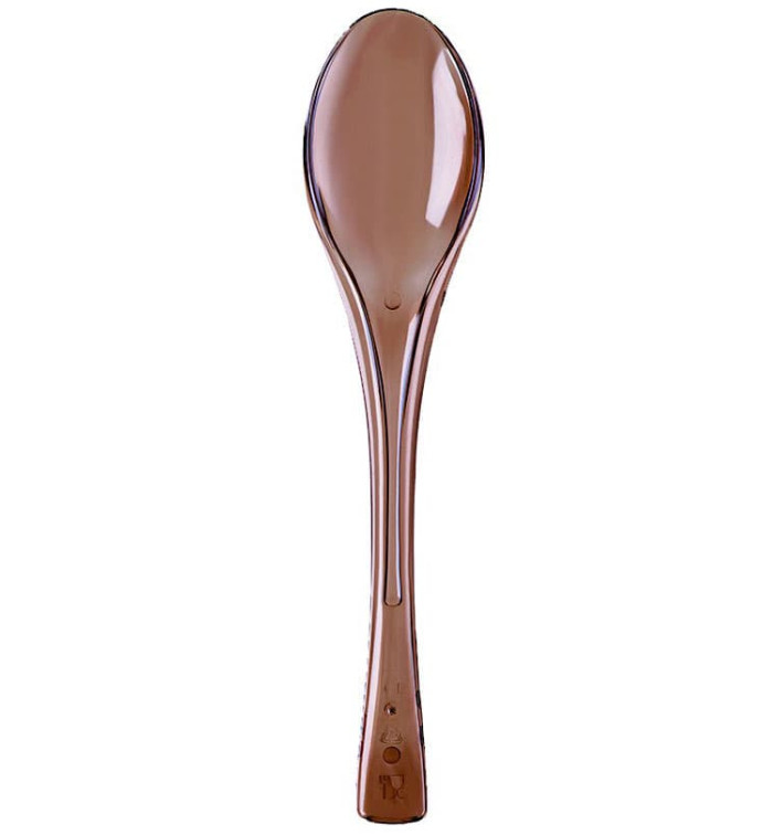 Cuchiaio di Plastica Fly Marrone Transp. 145mm (3000 Pezzi) Cuchiaio di Plastica Fly Marrone Transp. 145mm (3000 Pezzi)