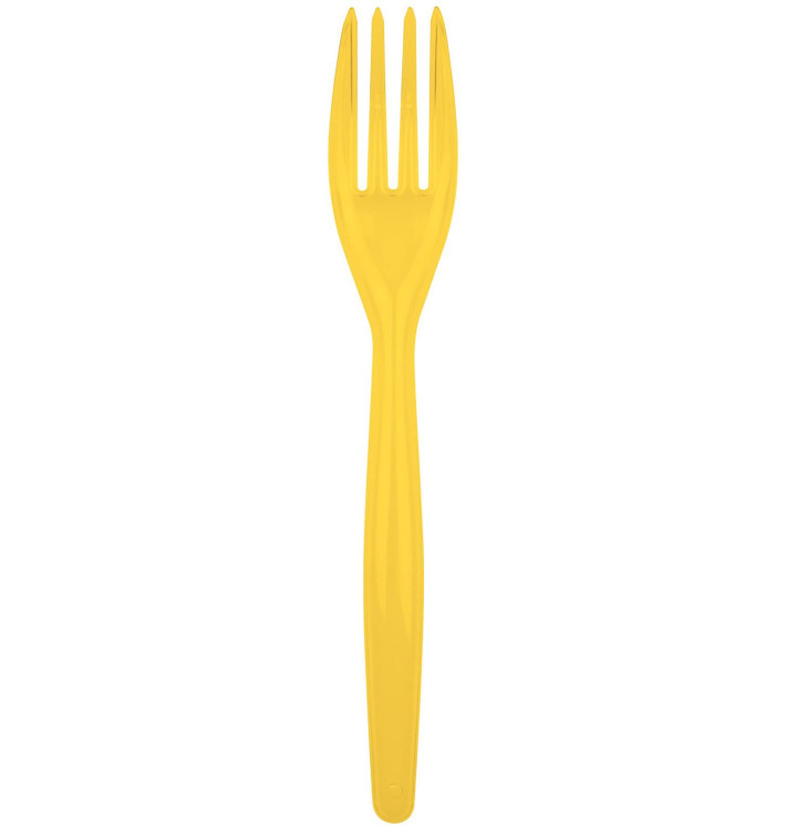 Forchetta di Plastica Easy PS Giallo Limone 180mm (500 Pezzi) Forchetta di Plastica Easy PS Giallo Limone 180mm (500 Pezzi)