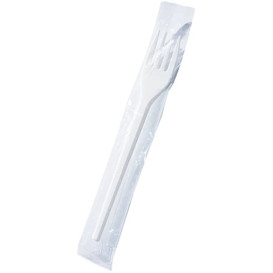 Forchetta di Plastica PS Bianco 170 mm Imbustate (1.000 Pezzi)
