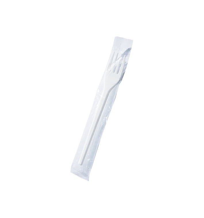 Forchetta di Plastica PS Bianco 170 mm Imbustate (1.000 Pezzi)