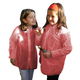 Camice Bambino in TNT PP Rosso Con Velcro (50 Pezzi)