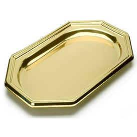 Vassoio di Plastica Ottagonali Oro 46X30 cm (5 Pezzi)