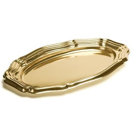 Vassoio di Plastica Ovale Oro 40x27 cm (5 Pezzi)